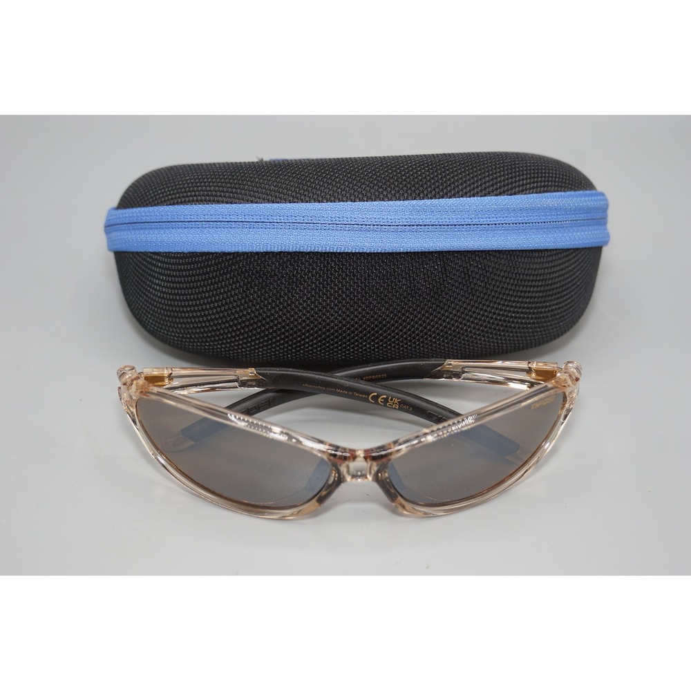 Tifosi Alpe 2.0 Sport Sunglasses Transparent Tan Frame Dark Tint Lens Case